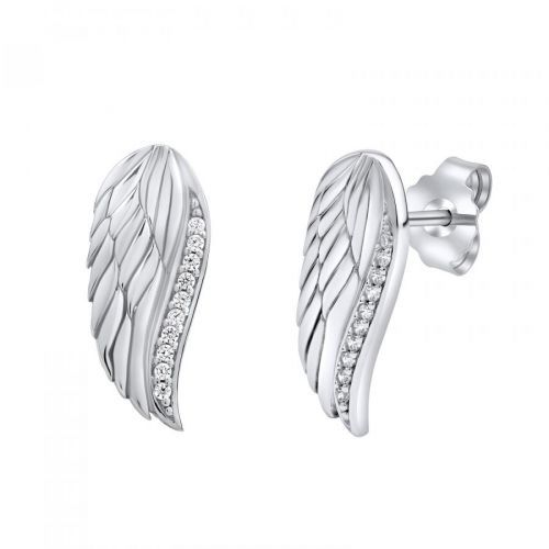 Stříbrné naušnice andělské křídlo Lasha se zirkony - FW10187E