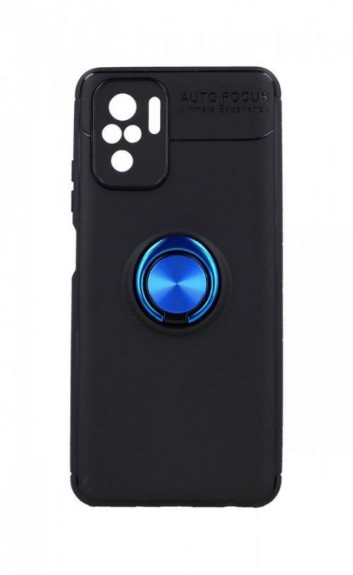 Kryt TopQ Xiaomi Redmi Note 10 silikon černý s modrým prstenem 58845