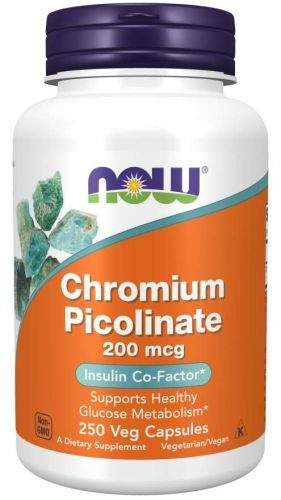 NOW® Foods NOW Chromium Picolinate, 200 mcg, 250 rostlinných kapslí