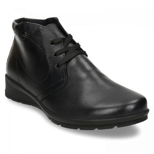Černé dámské kožené kotníkové polobotky
