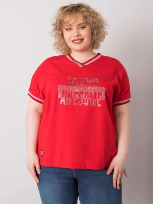 ČERVENÉ DÁMSKÉ TRIČKO S KAMÍNKY RV-BZ-6496.32P-RED Velikost: ONE SIZE