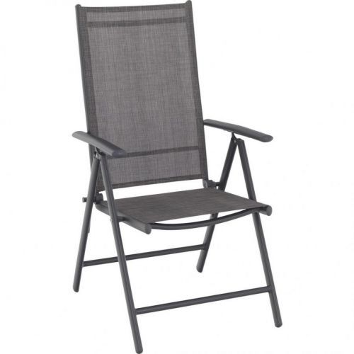 Xora ZAHRADNÍ SKLÁPĚCÍ ŽIDLE, kov, textil - antracitová, hnědá