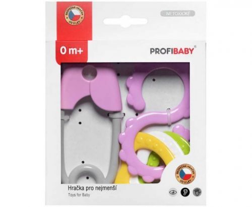 PROFIBABY Baby chrastítko špendlík + osmička v krabici pro miminko plast