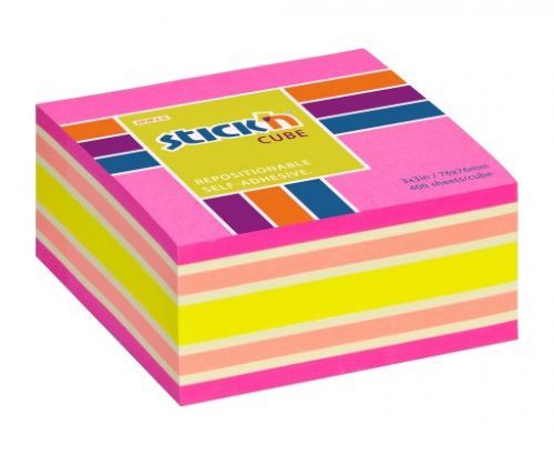 Samolepicí bločky Stick'n by Hopax - 76 x 76 mm / 400 lístků / neon mix růžová