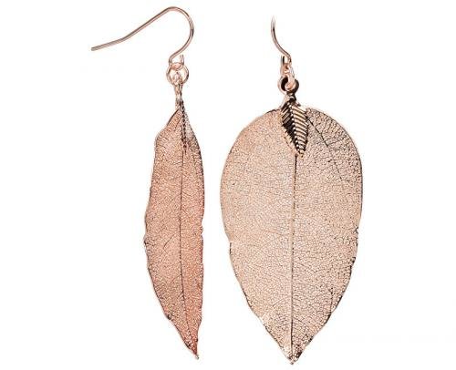 Troli Růžově pozlacené náušnice Vavřínové listy Laurel
