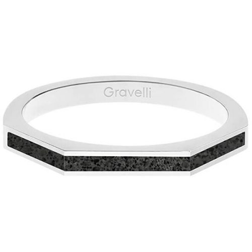 Gravelli Ocelový prsten s betonem Three Side ocelová/antracitová GJRWSSA