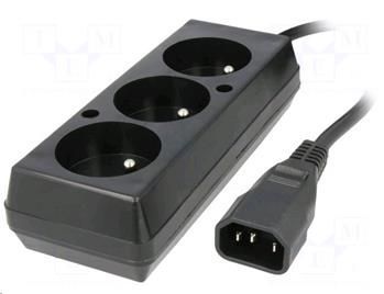 OEM Napájecí redukce 230V k UPS - 1x IEC C14 na 3x CEE 7/5 (FR / CZ), max.10A, délka 30 cm