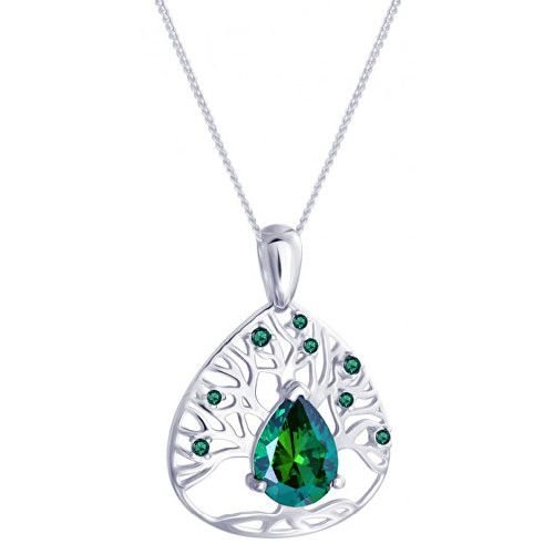 Preciosa Stříbrný náhrdelník se zirkony Green Tree of Life 5220 66