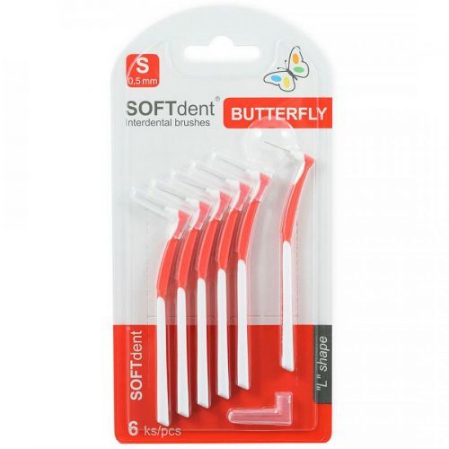 SOFTdent Butterfly mezizubní kartáček zahnutý S 6 ks
