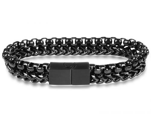 Troli Pánský černý ocelový náramek
