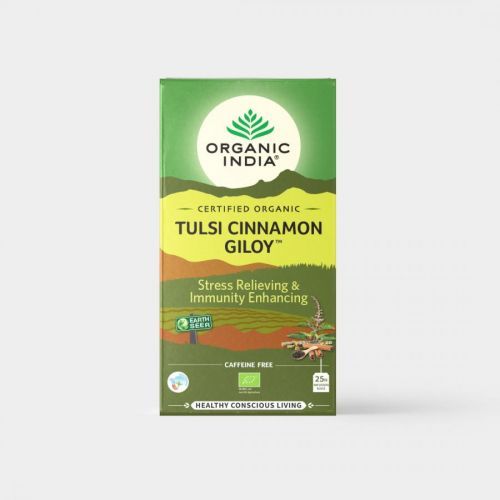 Organic India (čaje, doplňky stravy) BIO Čaj Tulsi Cinnamon Giloy - Tulsi se skořicí a Amritou 25 sáčků Organic India