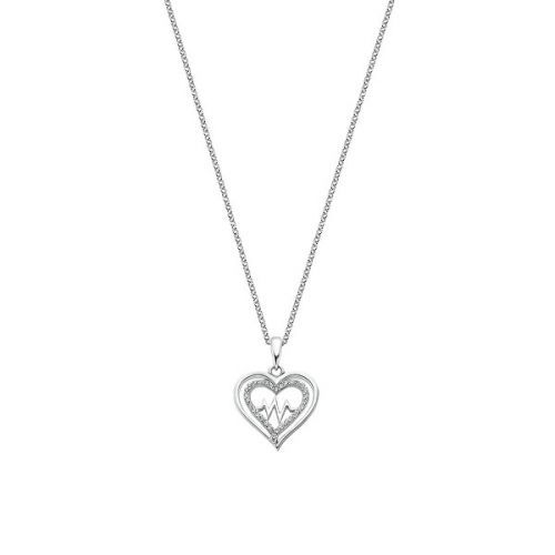 Lotus Silver Romantický stříbrný náhrdelník Srdce se zirkony LP