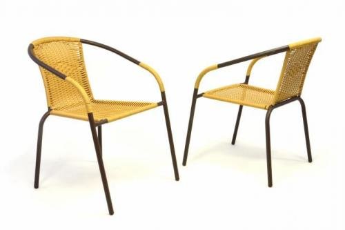 Sada 2 ks zahradní bistro židle - stohovatelná, béžová