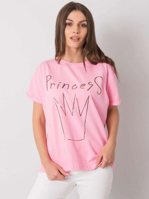 RŮŽOVÉ DÁMSKÉ TRIČKO S POTISKEM PRINCESS FA-TS-7121.88P-PINK Velikost: ONE SIZE