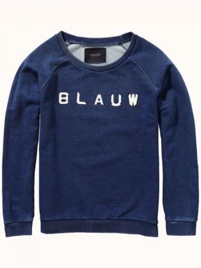 Maison Scotch Sweater with enamelled letters Indigo 2