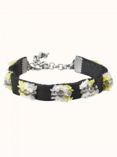 Maison Scotch Leather bracelets with pompon embroidery and beads details Combo A UNI