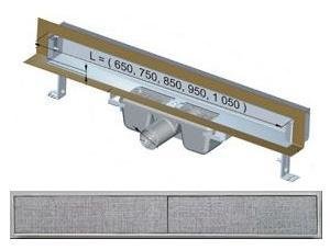 APZ5-TWIN-650 podlahový nerezový žlab AlcaPlast SPA kryt TWIN 700 mm bez okraje pro dlažbu / APZ5-TWIN-650