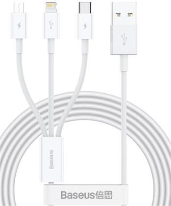 Baseus CAMLTYS-02 Superior 3v1 Cabel USB-C, Lightning, MicroUSB 1.5m White