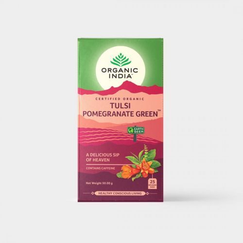 Organic India (čaje, doplňky stravy) BIO Čaj Tulsi Pomegranate Green - Zelený čaj s granátovým jablkem 25 sáčků Organic India