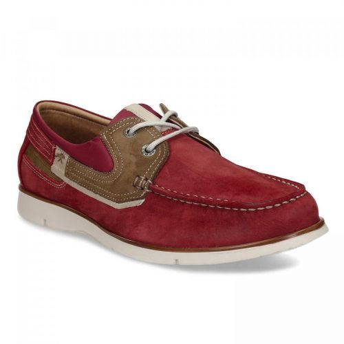 Červené pánské kožené polobotky s hnědými prvky