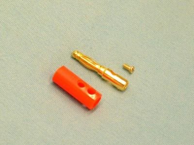 Konektor banánek 4mm zlacený červený