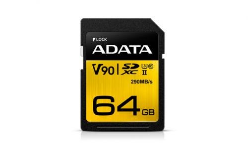 ADATA Premier ONE SDXC karta 64GB UHS-II U3 CL10 (čtení/zápis: až 290/260MB/s)