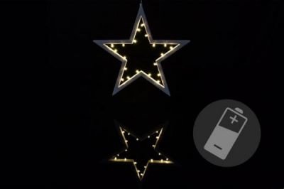 Vánoční dekorace - hvězda - 20 LED, teplá bílá
