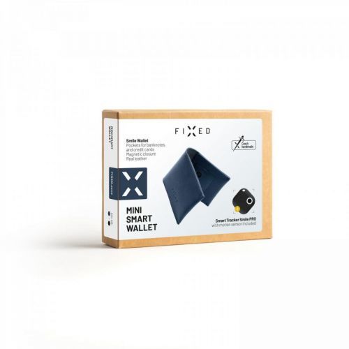 Kožená peněženka FIXED Smile Wallet se smart trackerem FIXED Smile PRO, modrá