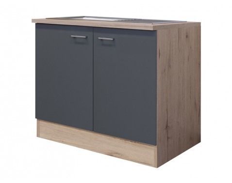 Kuchyňská skříňka s dřezem Tiago, dub san remošedá, šířka 100 cm