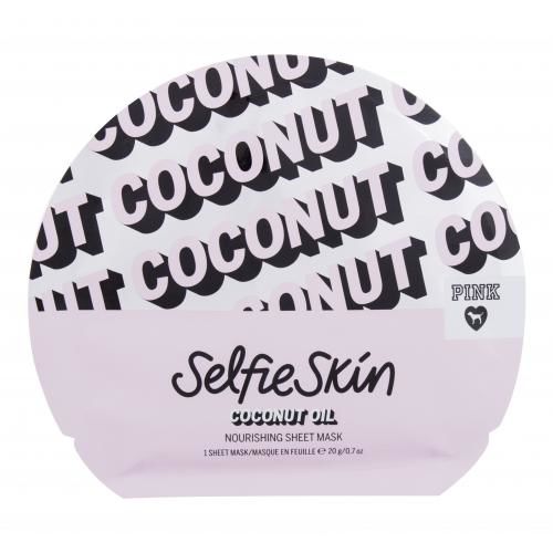 Pink Selfie Skin Coconut Oil Sheet Mask 1 ks vyživující plátýnková maska s kokosovým olejem pro ženy