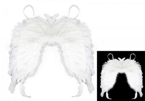 Křídla andělská s peřím - dětská( rozpětí křídel 45 cm, délka 30 cm a šířka 18 cm. - RAPPA