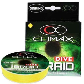 Potápivá šňůra Climax iBraid DIVE žlutá 135m 0,22mm 11,8kg