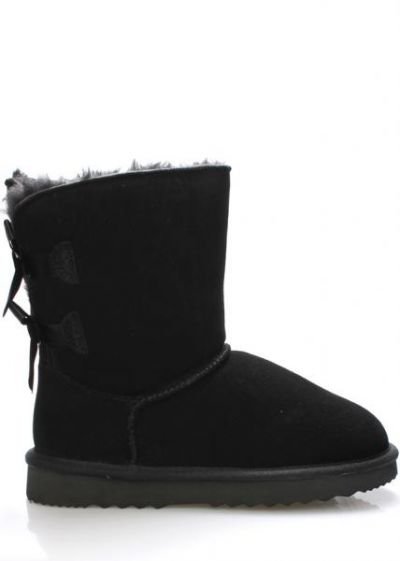 Černé kožené válenky s mašličkami 24hore - 36