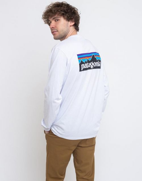 Patagonia M's L/S P-6 Logo Responsibili-Tee White S