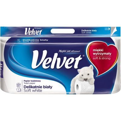 Velvet Soft White 3vrstvý toaletní papír, 8 rolí