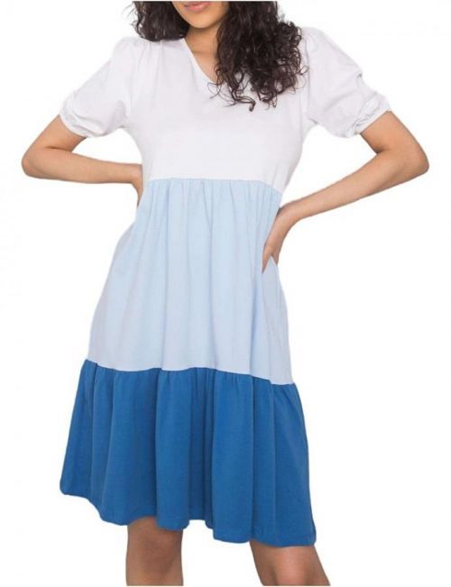 Ležérní šaty kylie - bílá-světle modrá- tmavě modrá rv-sk-6764.64-whit