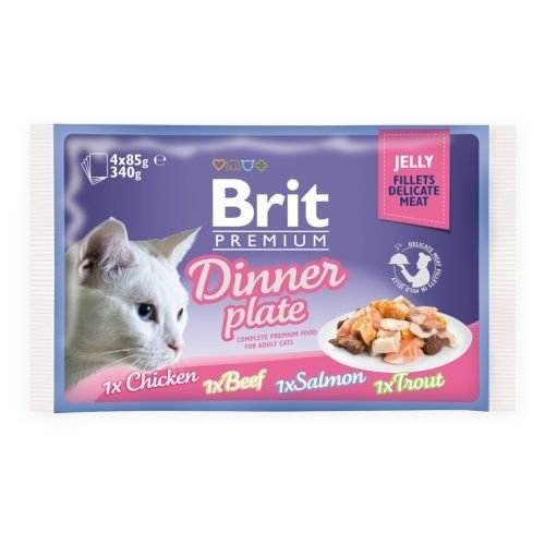 Brit Premium Cat Fillets in Jelly Dinner Plate 4x85g