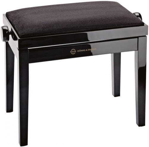 Konig & Meyer Piano Bench Black Glossy Finish, Black Velvet Seat