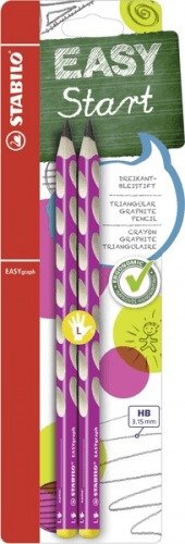 Ergonomická grafitová tužka pro leváky - STABILO EASYgraph růžová - 2 ks balení - Stupeň tvrdosti HB