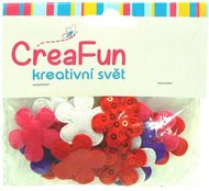 CreaFun Textilní dekorace Květina s flitry mix barev, 20ks,28x28mm
