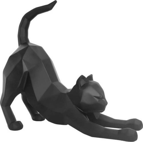 Matně černá soška PT LIVING Origami Stretching Cat, výška 30,5 cm