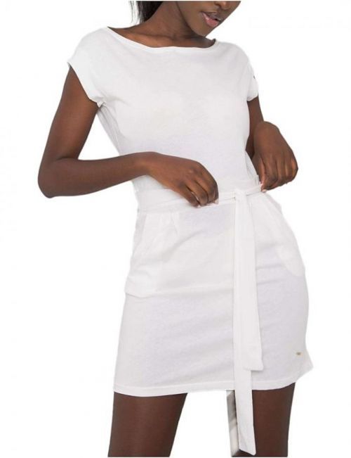 Bílé šaty s páskem leticia
