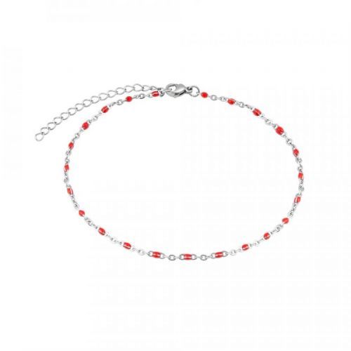 Ocelový řetízek na nohu - červený - KMM1749