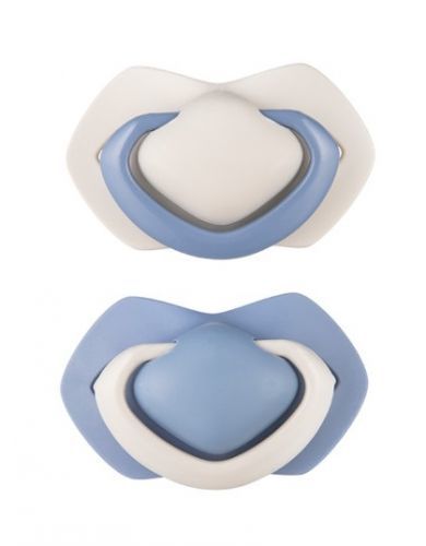 Canpol Babies Canpol Babies Sada 2 ks symetrických silikonových dudlíků,  0-6 m+,  PURE COLOR modrý
