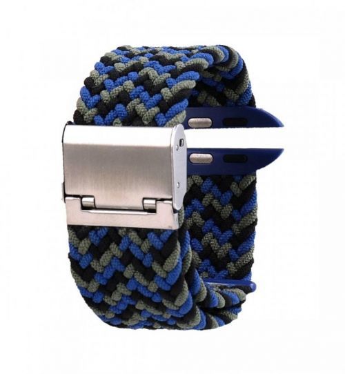 Pletený řemínek TopQ Braid pro Apple Watch 3-4-5-6-SE 42-44mm modro-šedý 60392
