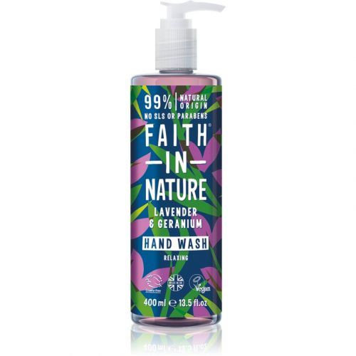 Faith In Nature Lavender & Geranium přírodní tekuté mýdlo na ruce s vůní levandule 400 ml