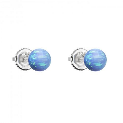 Evolution Group Stříbrné náušnice pecky se syntetickým opálem světle modré kulaté 11246.3 lt.blue