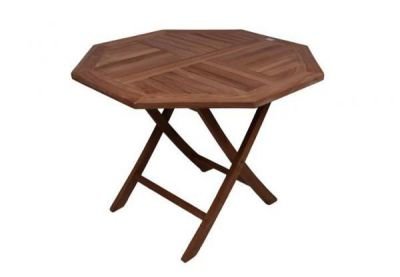 DIVERO skládací zahradní stolek z týkového dřeva, Ø 100 cm