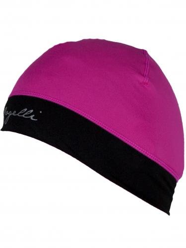Dámská elastická čepice s otvorem pro vlasy Rogelli MAXIE, reflexní růžová-černá