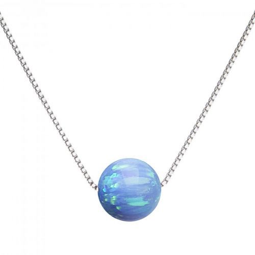 Evolution Group Stříbrný náhrdelník se syntetickým opálem světle modrý kulatý 12044.3 lt.blue